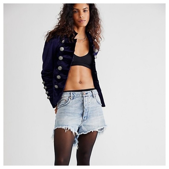 Free People Navy Blazer with Silver Buttons - Picture 3 of 11